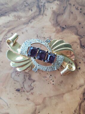 Retro Sterling & Rhinestone Brooch by Coro Craft